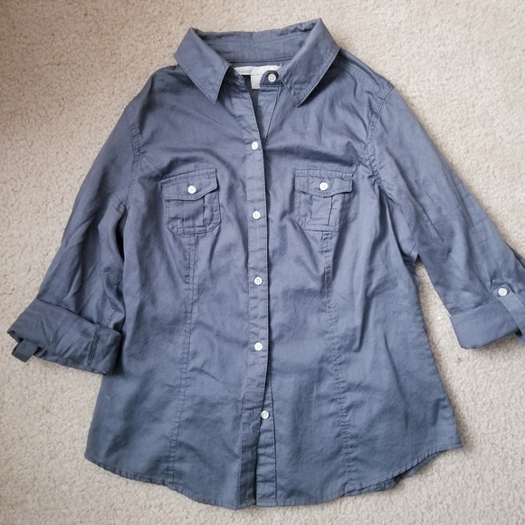 Old Navy Tops - Old Navy Basic Grey Button Down Collar Shirt